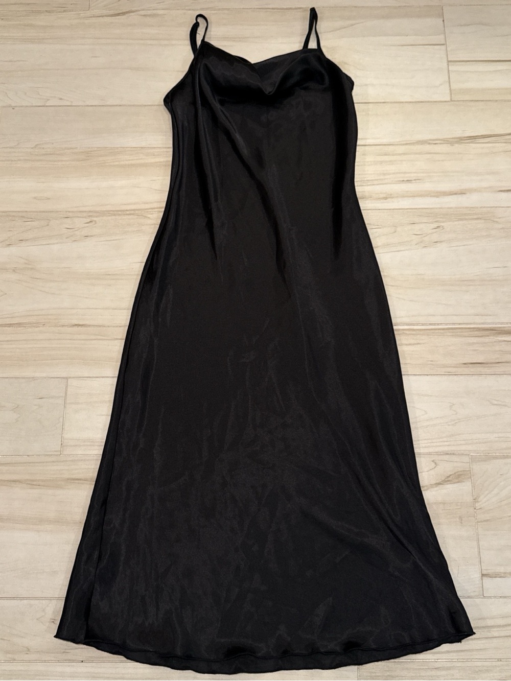 Bebe Black Slip Dress Cowl Neck Y2K Made in USA Dress XS